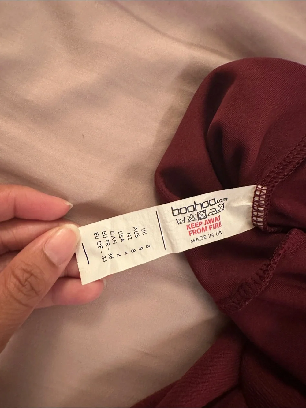 Boohoo Burgundy Matching Set Bralette & Wide-Leg Button-Front Pants